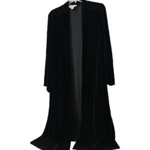 Jones New York Country Black Velvet Cardigan 1X Long Duster Whimsigoth Party